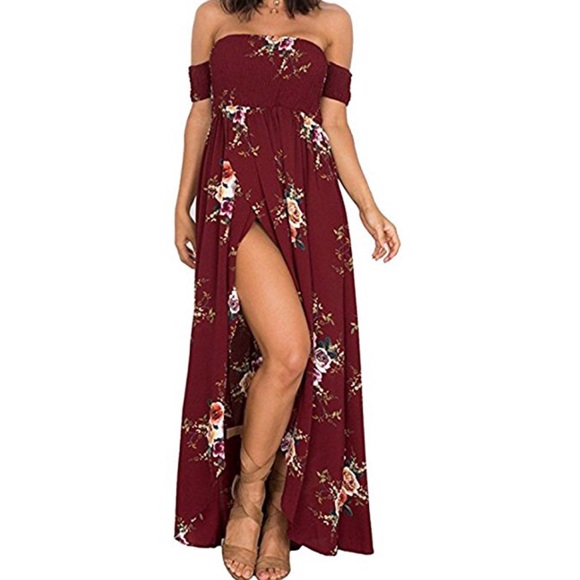 Dresses & Skirts - Beautiful women floral off shoulder chiffon dress
